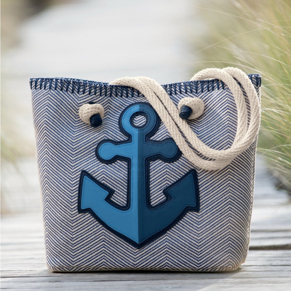 Nautical Blue Anchor Tote Bag